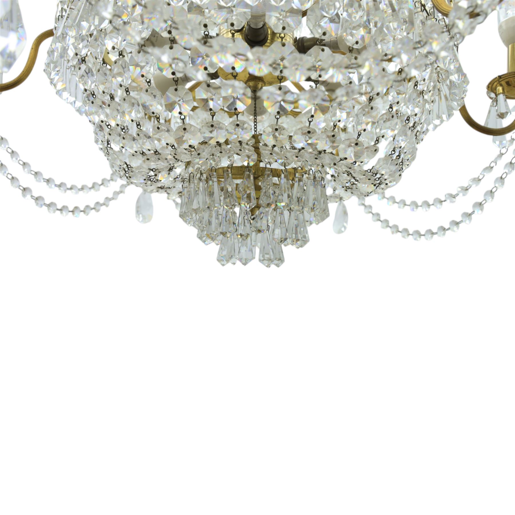 Late 20th century glass six branch chandelier, beaded glass  