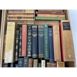 Quantity of early 20th century and later books to include leather and cloth bound examples, to include examples published by J.M Dent & Co, W.M Thackeray, Collins, Poems by Tennyson, etc, many with gilt detailing, in two boxes