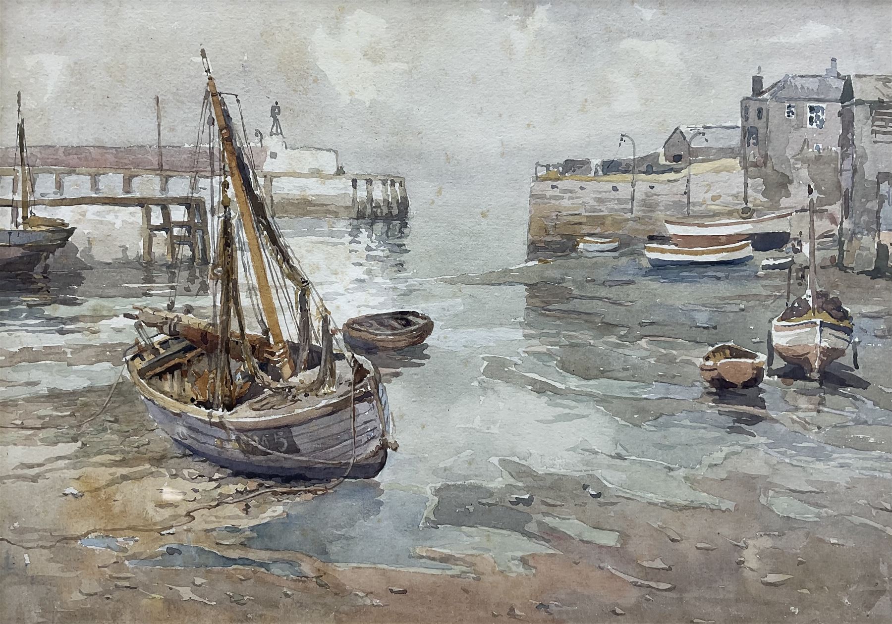 Harry Wanless (British c1872-1934): Low Tide Brixham Harbour, watercolour unsigned 23cm x 33cm
Provenance: direct from the artist's family, part of a collection never previously seen on the market