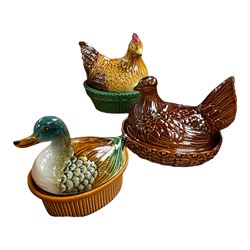 Collection of ceramics including two hen on nests, tea ses plates etc in four boxes 