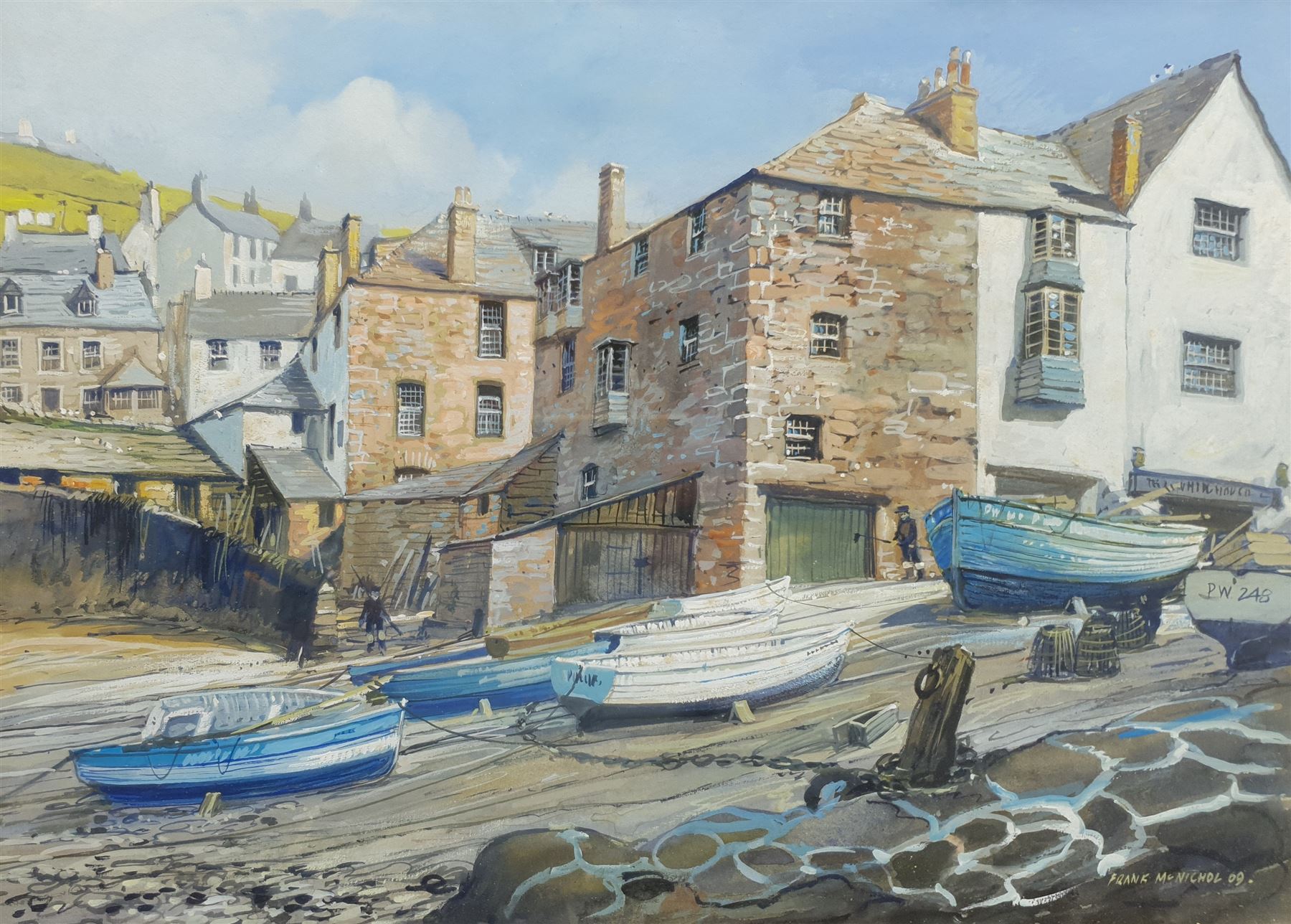 Frank McNichol (British 20th century): 'Summer Morning Port St Isaac', gouache signed and dated '69, titled verso 31cm x 43cm