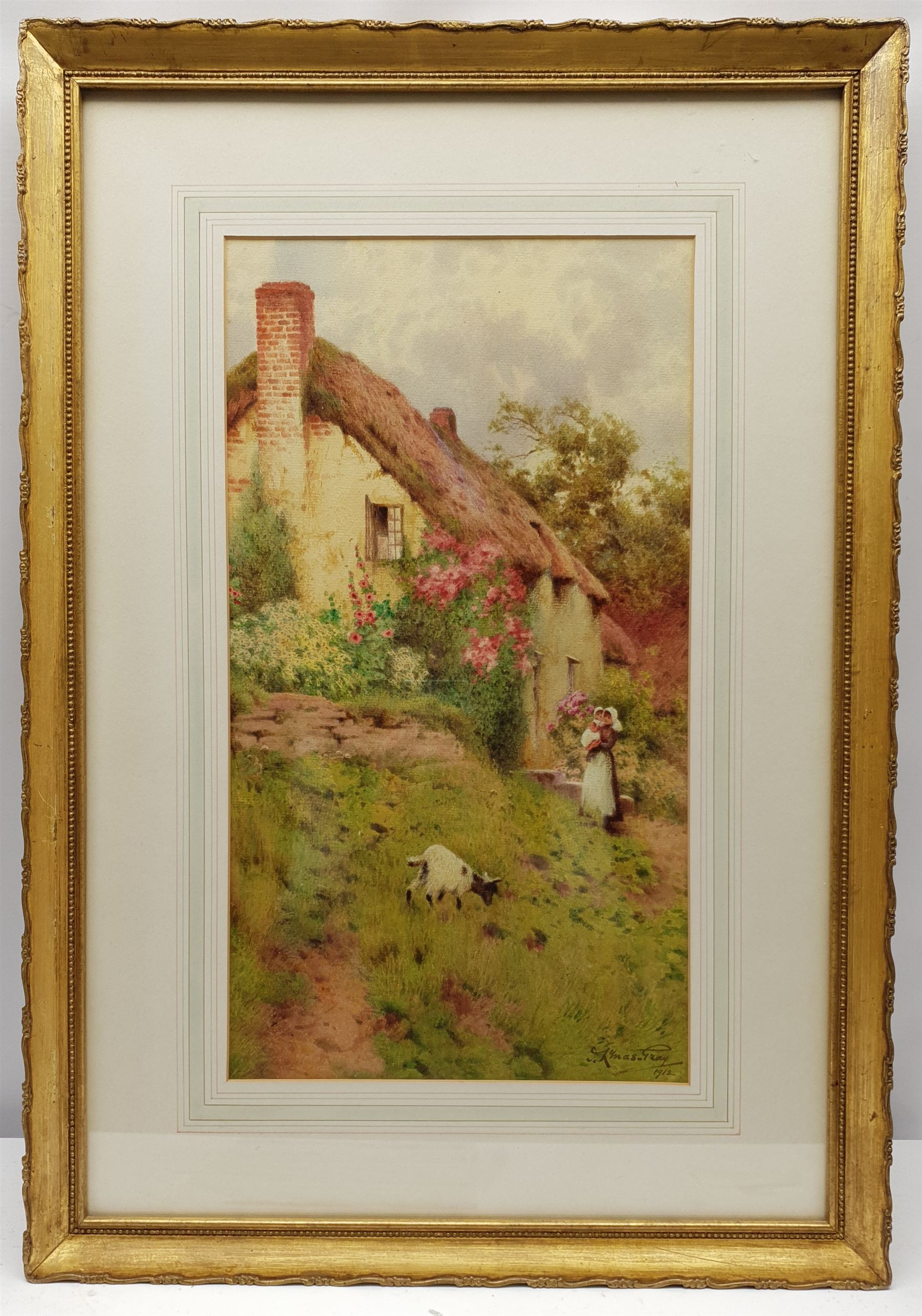 John Abernethy Lynas-Gray (British 1869-1940): Wayside Cottage, watercolour signed and dated 1912, 44cm x 24cm