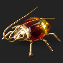 Swarovski crystal 'Alibey Dragonfly' pin, 'Amazar Beetle' brooch and 'Paradise Butterfly' magnetic brooch, boxed (3) 