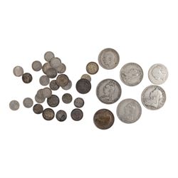 Approximately 198 grams of Great British pre-1920 silver coins, including George III 1763 ...
