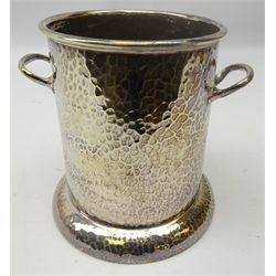  Arts & Crafts style hammered silver-plated wine cooler, H16.5cm   