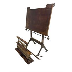 Hall Harding Ltd. Westminster - adjustable drawing board, on cast metal supports, with 'Hopkin's Patent Drayton' paper dispenser