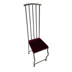 High back polish wrought metal chair