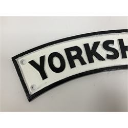 Arched cast iron Yorkshireman sign, W65cm