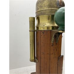 Early 20th century binnacle, with hood, gimballed compass and iron correctors, with brass plaque to the front marked 'The Dobbie McInnes patent Standard compass' 