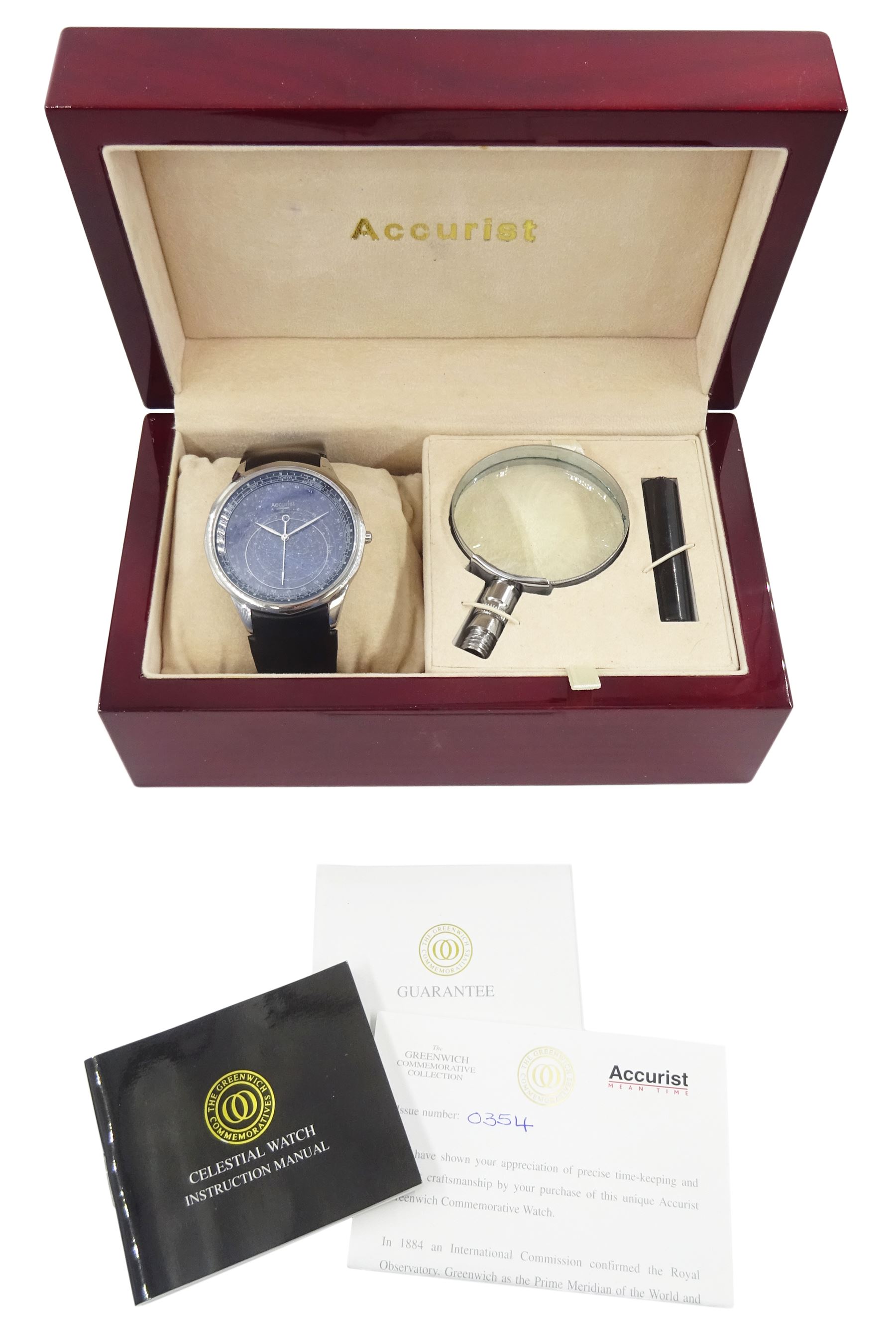 Accurist The Greenwich Commemoratives Celestial gentleman s quartz wristwatch Ref. GMT300 on black leather strap boxed Jewellery Watches