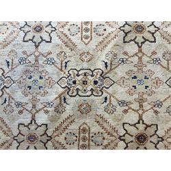 Turkish beige ground rug carpet, all-over patterned field