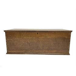 Late 19th century oak blanket chest, fitted with candle box