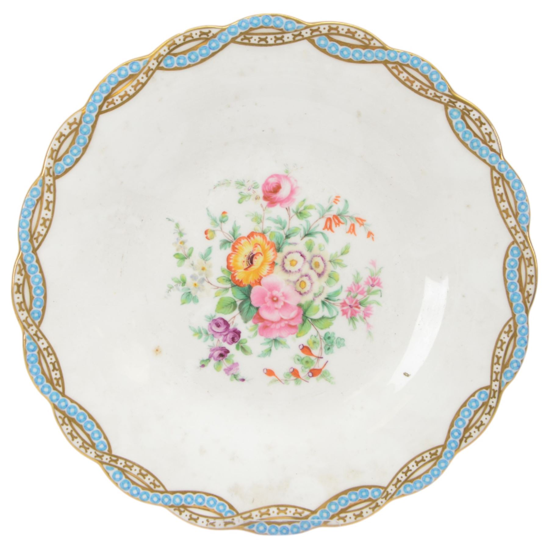 19th century and later cabinet plates, including Minton and Dresden examples, mostly painted with flowers, largest D27cm