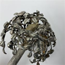 Modern silver and silver-gilt model of a partridge in a pear tree, hallmarked London 1979, maker's mark RFE, H9.5cm
