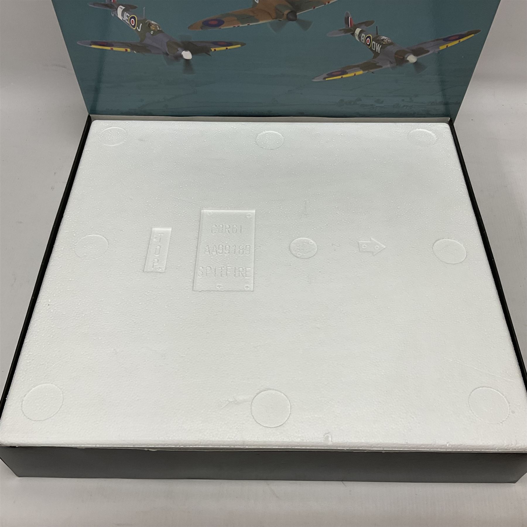 Corgi - Limited Edition Aviation Archive AA99189 70 Years of the Spitfire Johnnie Johnson 3 Piece Set - Mk1, MkVB & Mk1X - Plinth Mounted; in original box 