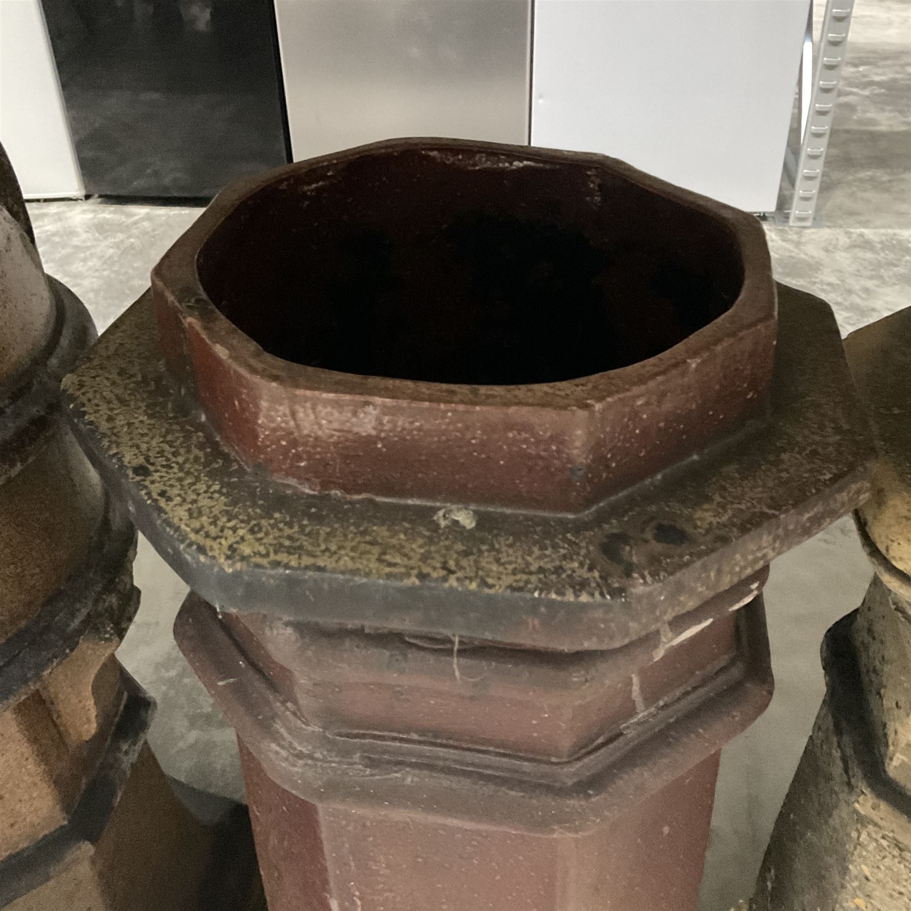 Set of three terracotta chimney pots  - THIS LOT IS TO BE COLLECTED BY APPOINTMENT FROM DUGGLEBY STORAGE, GREAT HILL, EASTFIELD, SCARBOROUGH, YO11 3TX
