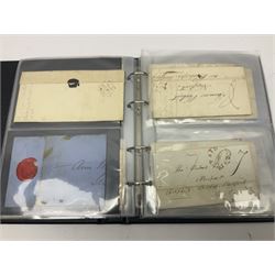 Postal history, including imperf penny reds on covers or entires, mourning cover, Cape of Good Hope overprinted postal stationary, pre-stamp items etc, housed in a ring binder folder
