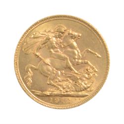 King George V 1912 gold full sovereign coin