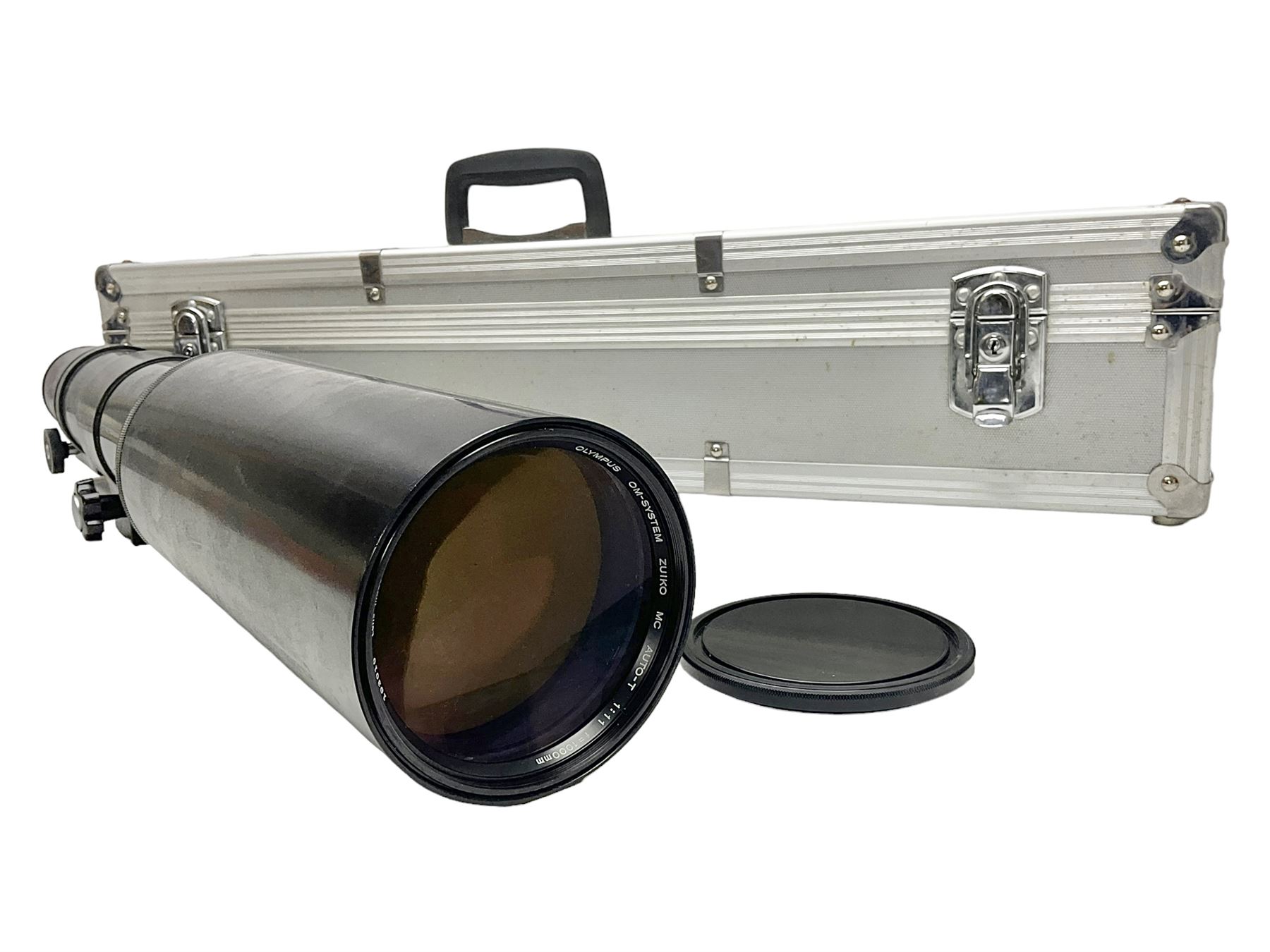 Olympus 'OM-System Zuiko MC Auto-T 1:11 f=1000mm' lens serial number 103010, in carry case