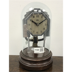 Art Deco Bulle electric clock, octagonal silvered Arabic dial with stepped surround, movement stamped France 319899, on turned wooden base under glass dome, H28cm and a Time Machine Rolling Ball clock with ball bearings, (2)  