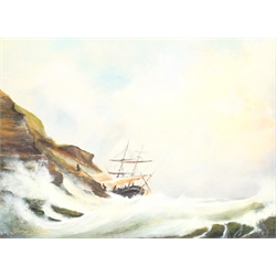 George Sparkes (British 20th Century): 'Rescue off Filey Brigg' oil on board signed and dated 2008, titled on label verso 31cm x 41cm
