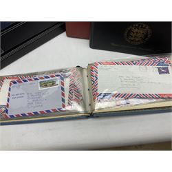 Stamps including first day covers, Royal Mail PHQ cards, Australia, Germany, Canada, Cyprus, Ceylon, Falkland Islands, France etc, housed in various albums, in one box