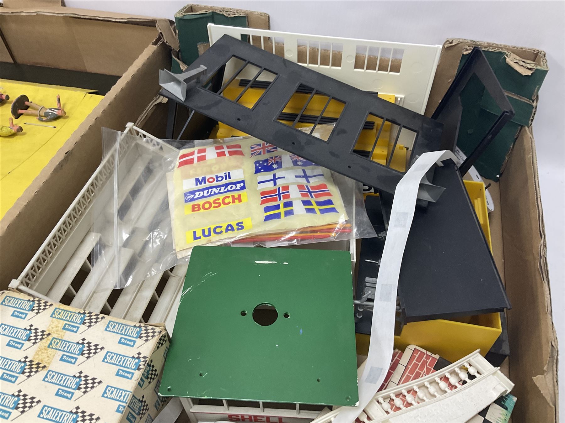 Scalextric - large collection of cars, track accessories and figures, in four boxes 