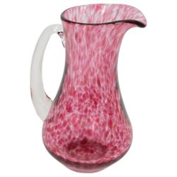 Collection of 19th century and later coloured glass, including pair of pink mottled lustre vases, orange jug with dimpled decoration, cranberry glass, etc 