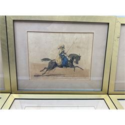 By and after Henry Thomas Alken (British 1785-1851): Arabian War Horses, set six engravings with hand-colouring pub. Hay Market 1820, 19cm x 25cm (6)