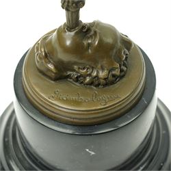 After Giambologna - Bronze figure of Mercury/Hermes with foundry mark on marble base H43cm
