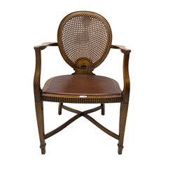 Hepplewhite style walnut cane back bedroom armchair