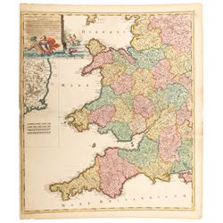Frederik De Wit (Dutch 1629-1706): 'Occidentalior' & 'Orientalior' 'Regni Angliae' (Southeast & Southwest England), rare complete pair of 17th century engraved maps with hand-colouring pub. c.1685 with margins, 62cm x 53cm (2) (unframed)