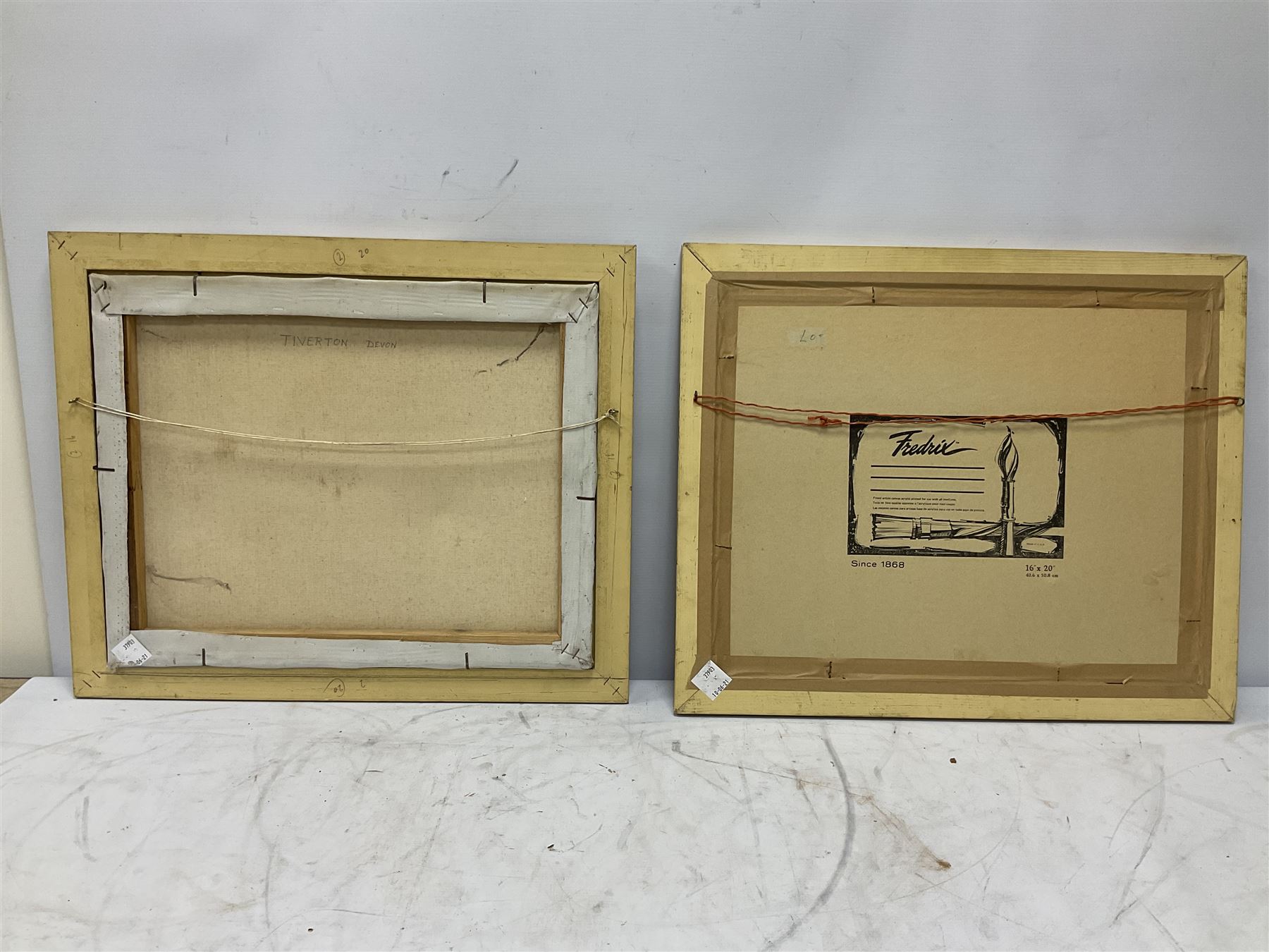 J H Robinson (British 20th century): Canal and Lake Landscape, pair oils on board, signed and dated 1982 (2)