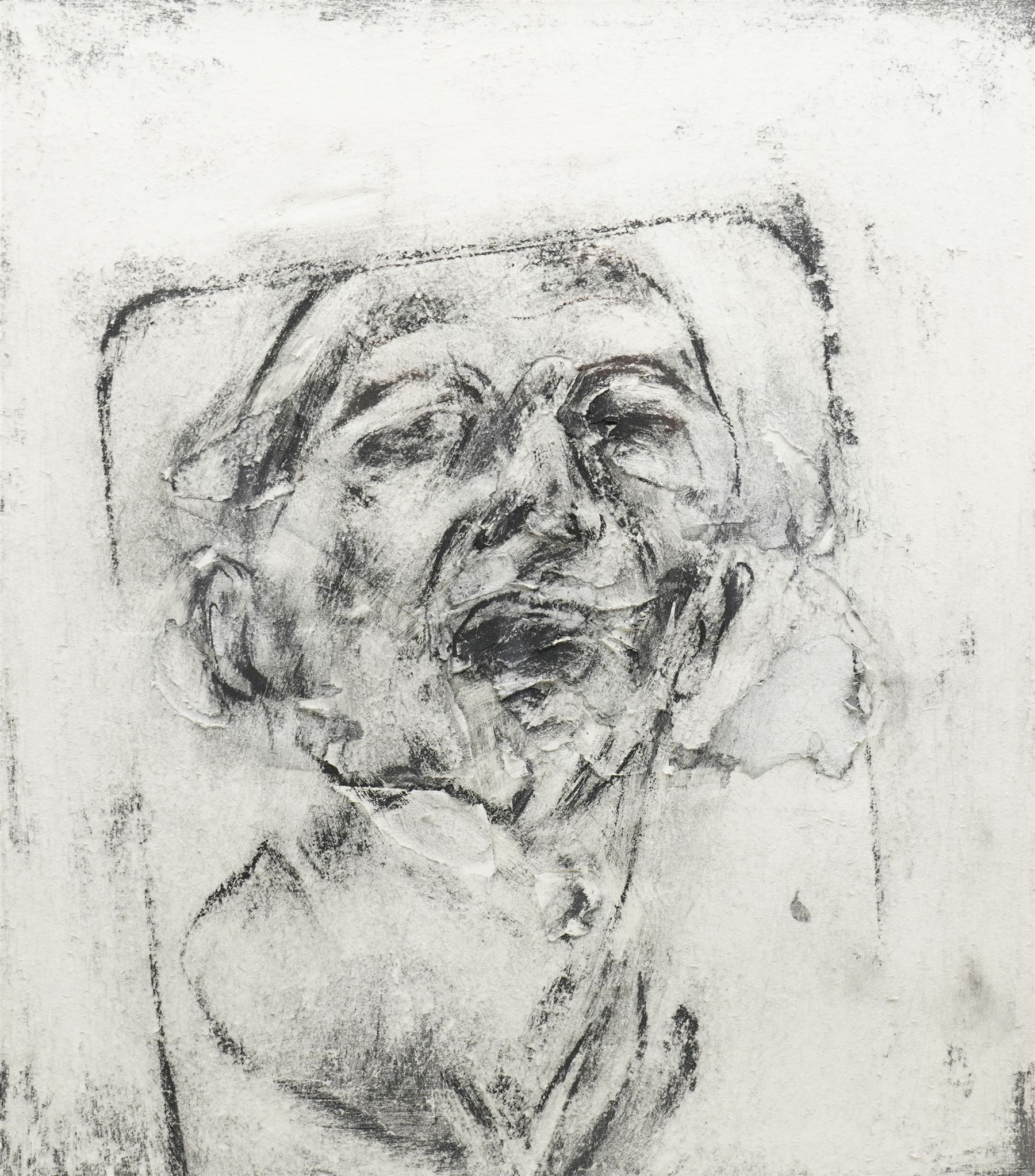 Andrew Butler (British 20th century): 'Shouting', charcoal on paper attributed titled and dated 1992 on label verso 40cm x 36cm
