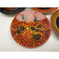 Poole Pottery The Planets, set of nine chargers 'The Planets, by Alan Clarke, comprising Mars, Mercury, Neptune, Venus, Uranus, Pluto, Jupiter, Saturn and Earth, all with original boxes and certificate, D27cm 