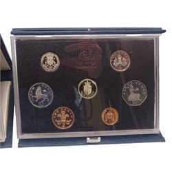 Five The Royal Mint United Kingdom proof coin collections, comprising 1985, 1986, 1988, 1989, 1994, all cased with certificates