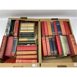 Assorted books to include Pevsner The Buildings of England, Cornwall, Derbyshire, South Devon, Country Durham, Essex, Middlesex, Northamptonshire, Nottinghamshire, South & west Somerset, North Somerset & Bristol, etc., in two boxes 