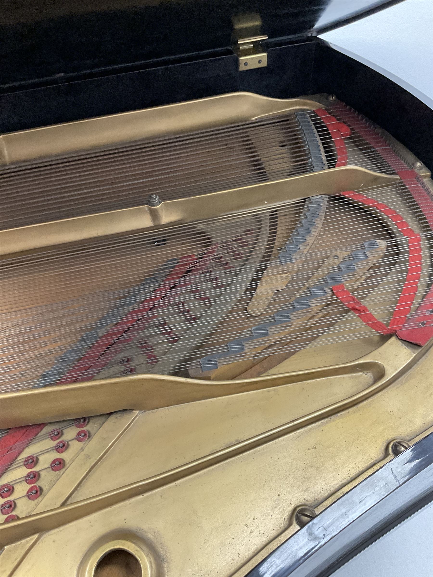 Bluthner, Julius, circa 1880, rosewood cased boudoir grand piano, iron framed with overstrung movement, no. 21792, supplied by Harrods Ltd, London, no. H 48904