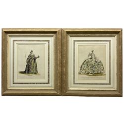 Thomas Jefferys (British c1719-1771): 'Habit of Zara in the Tragedy of the Mourning Bride' and 'Habit of Elizabeth Queen of England as Protectress of the States of Holland in 1585', pair engravings with hand colouring 25cm x 20cm (2)