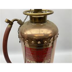 Large copper ‘Waterloo’ fire extinguisher by Read and Campbell Ltd and another Safex example 
