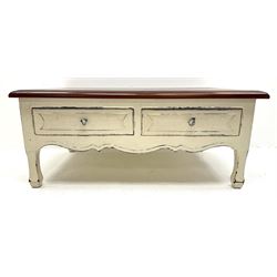 Laura Ashley Bramley range French style cream painted coffee table, two drawers