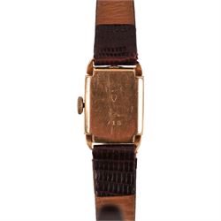 Zila 18ct gold ladies manual wind wristwatch, Helvetia hallmark, on leather strap