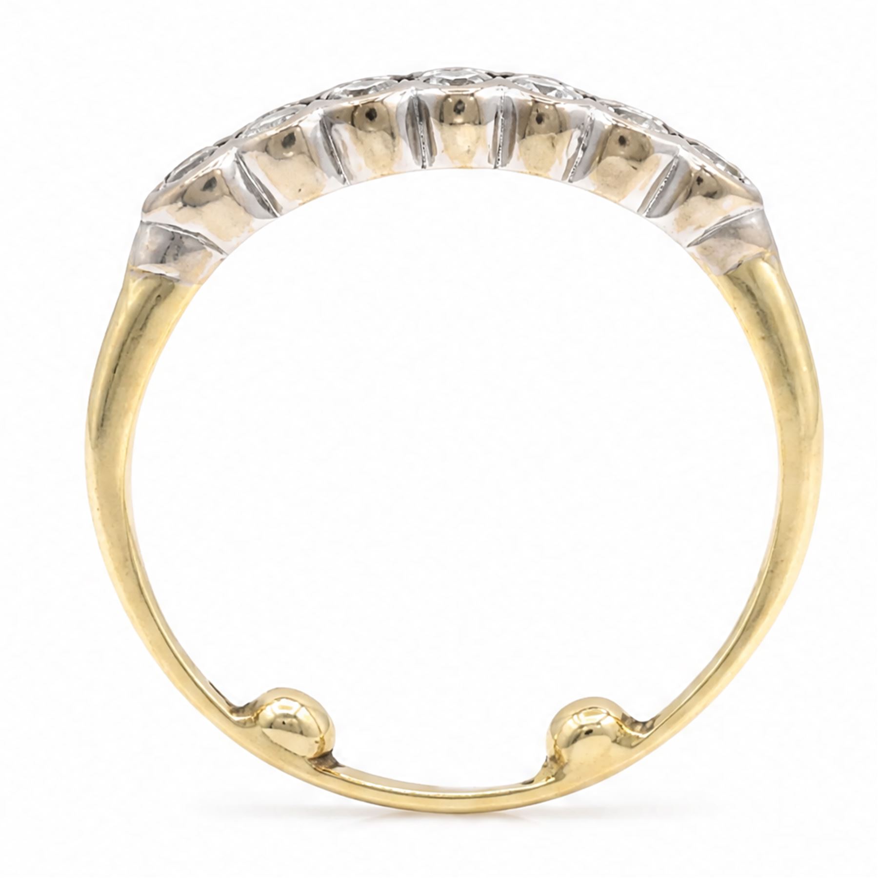 18ct gold diamond half eternity ring, bezel set with seven round brilliant cut diamonds, total diamond weight approx 0.40 carat