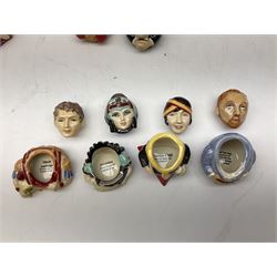 Eighteen Face Pots by Kevin Frances, to include Laurel and Hardy, Mohammed Ali, Nelson Mandela, Vincent Van Goth, Cleopatra, Mark Antony, Rommel, etc, some boxed  