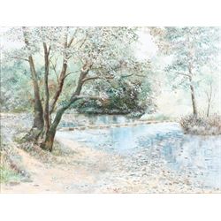 Barbara Whitmore (Whitby 20th century): River Views, pair oils on board signed 55cm x 73cm (2)