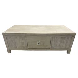 Contemporary lime-washed oak coffee table, fitted with four drawers 