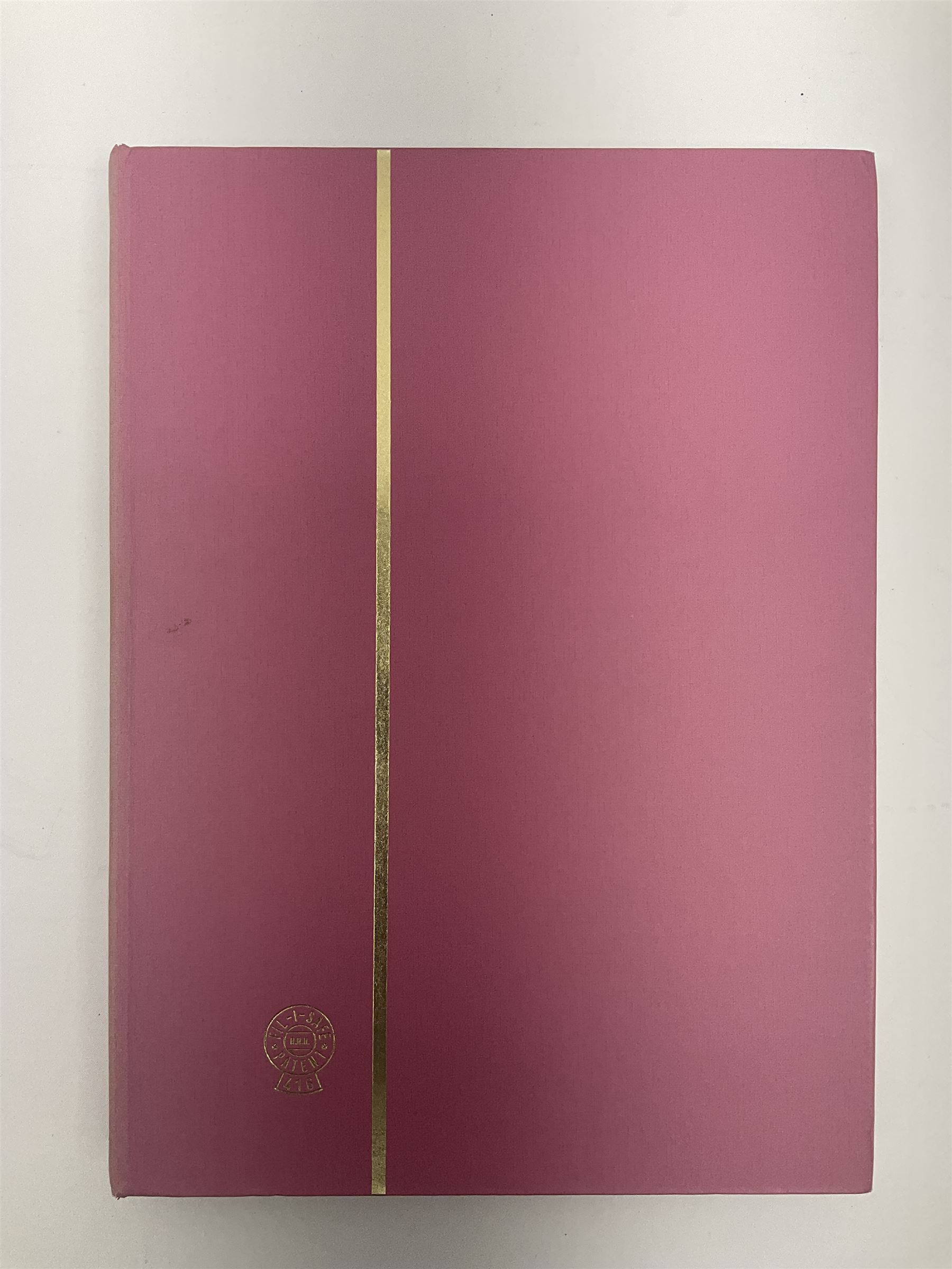 Mostly Great British stamps, including King Edward VII two shillings and sixpence, five shillings and ten shillings, King George V seahorses, King George VI high values, Queen Elizabeth II pre and post decimal etc, housed in a pink stockbook 