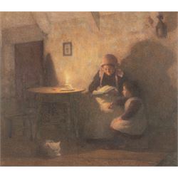 Dame Laura Knight (Staithes Group 1877-1970): Staithes Cottage Interior, Grandmother and C...