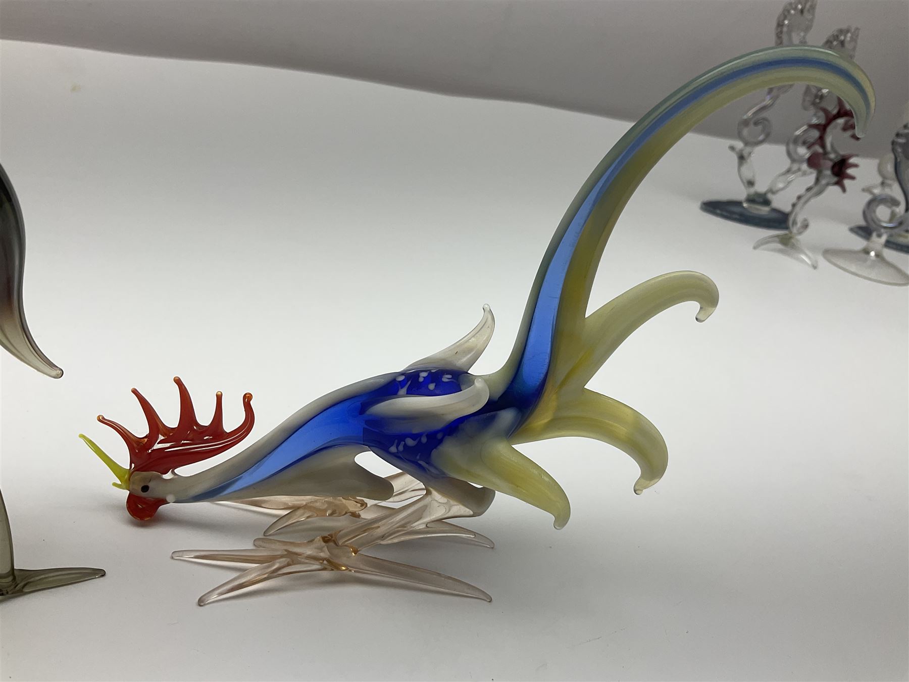 Large collection of hand-blown glass animals and figures, to include fish, birds, cats, dogs, monkeys etc