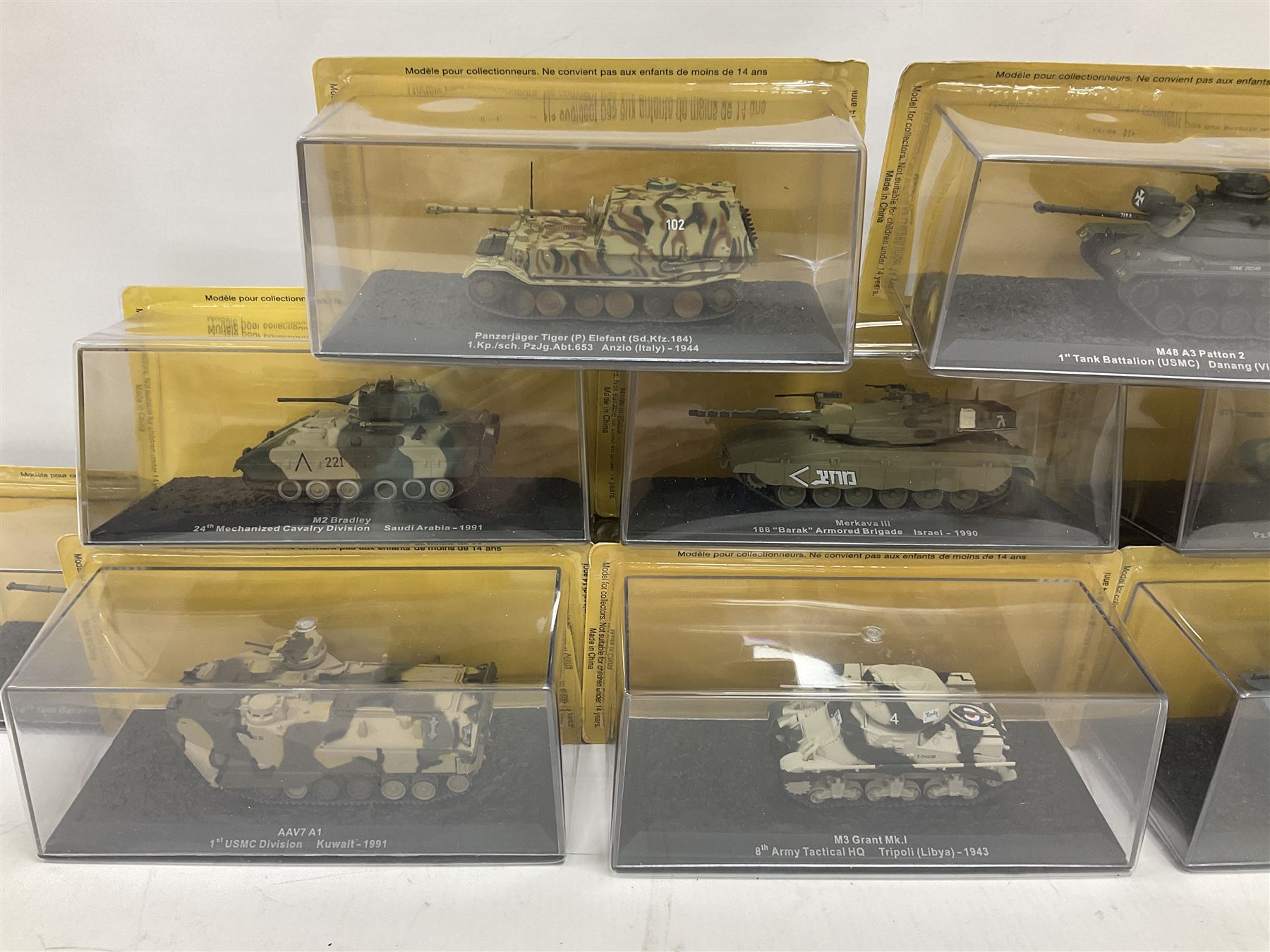 DeAgostini The Combat Tanks Collection -  forty-six periodical issued die-cast models of tanks; in plastic display cases in unopened blister packs (46)